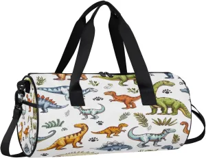 Gym Bags for Men Women Dinosaurs Theme Sports Duffel Bags Carry On Travel Duffle Bag with Detachable Adjustable Shoulder Strap Overnight Weekender Bag