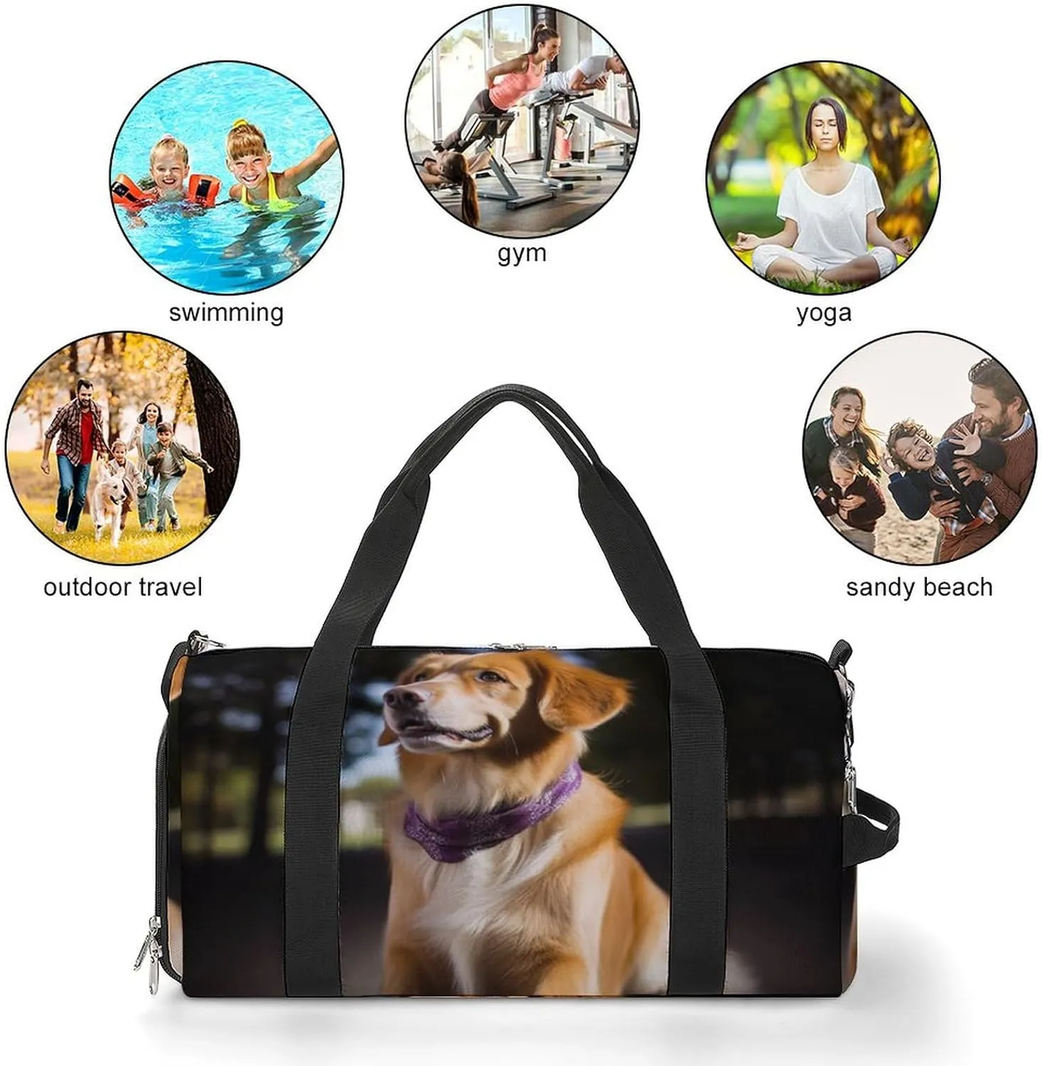Gym Bags for Men Women Dog Duffle Bag Travel Overnight Bag with Shoe Compartment Tote Bags