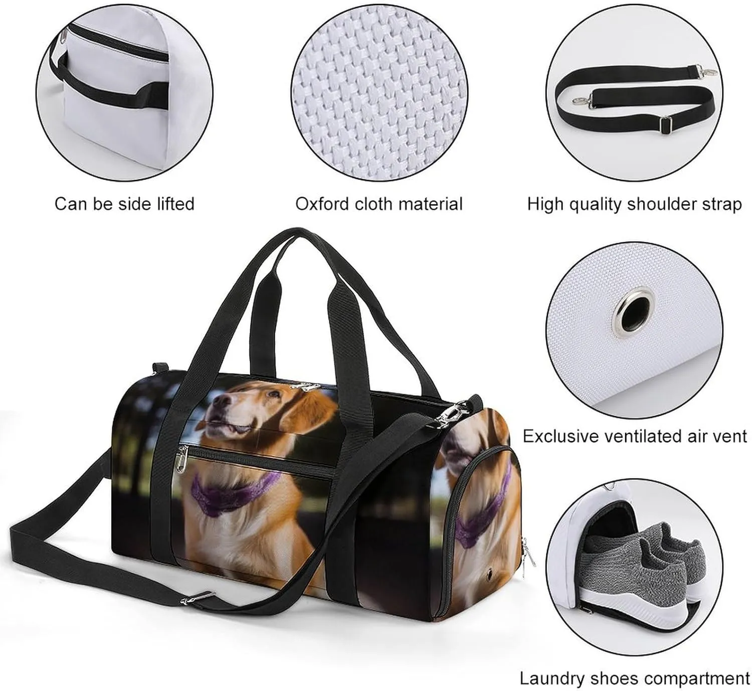 Gym Bags for Men Women Dog Duffle Bag Travel Overnight Bag with Shoe Compartment Tote Bags