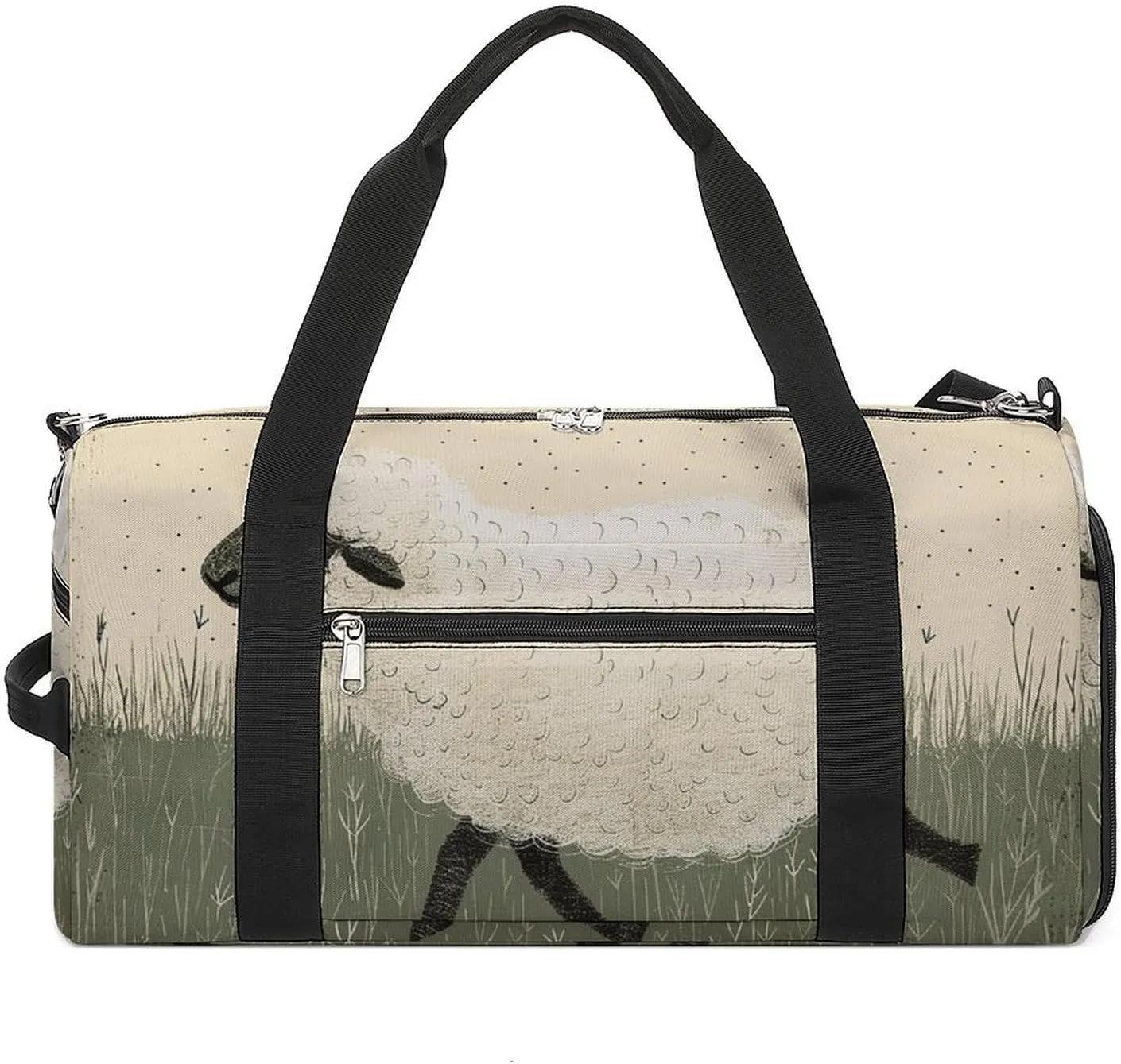Gym Bags for Men Women Hand Drawn Sheep Duffle Bag Travel Overnight Bag with Shoe Compartment Tote Bags
