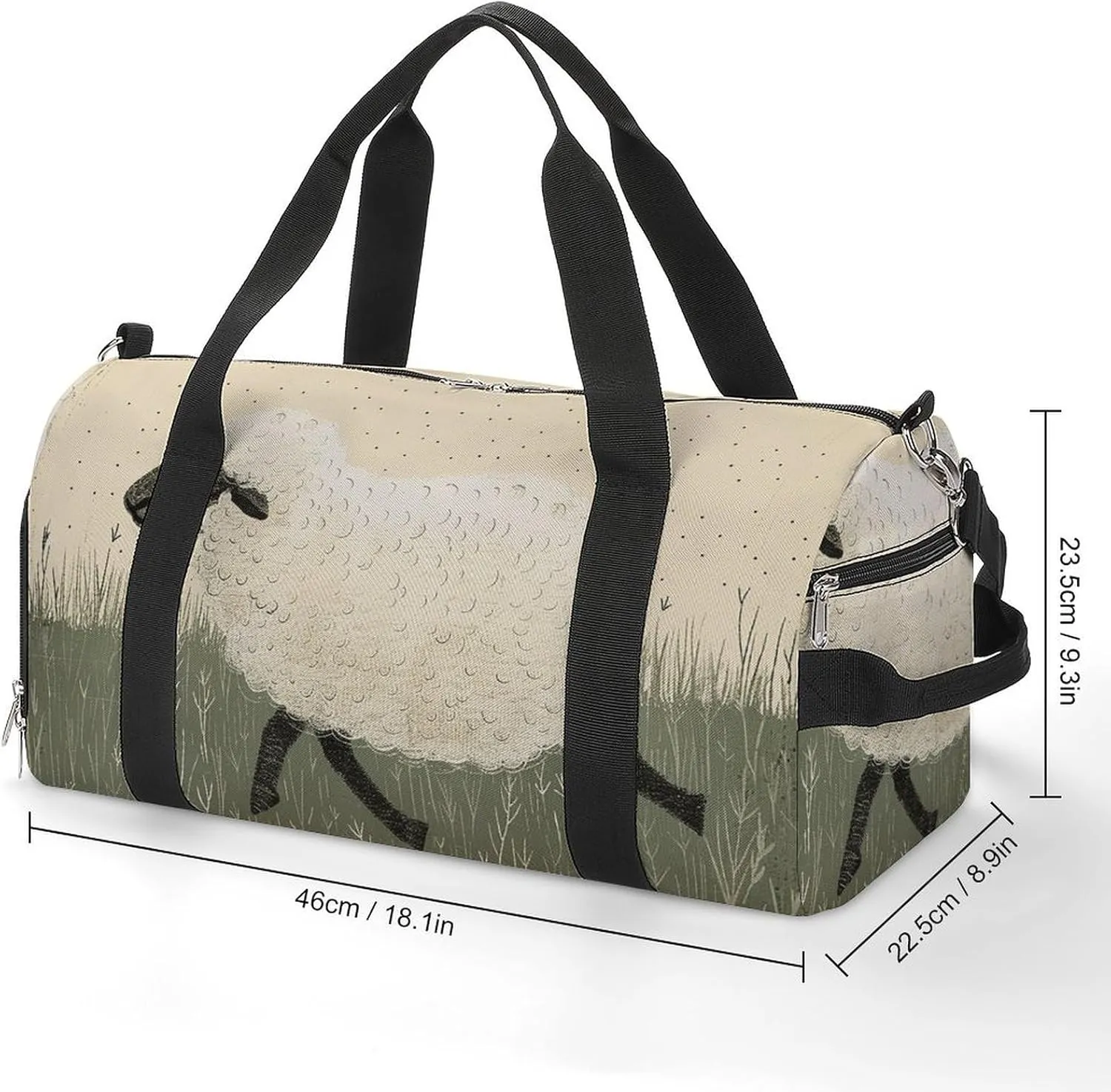 Gym Bags for Men Women Hand Drawn Sheep Duffle Bag Travel Overnight Bag with Shoe Compartment Tote Bags