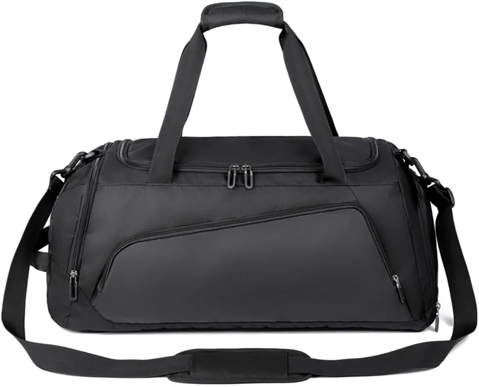 Gym Bags for Men Women Waterproof Sports Workout Bag with Shoe & Wet Compartment Travel Duffle Bag Overnight Weekender Backbag （Black）