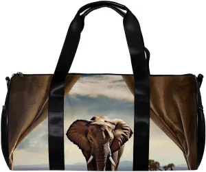 Gym Bags for Men,Travel Duffel Bags for Women,Asian Elephant Walk,Workout Bag
