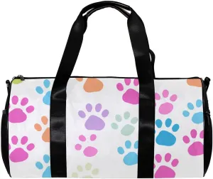 Gym Bags for Men,Travel Duffel Bags for Women,Colorful Dog Footprints Cartoon,Workout Bag