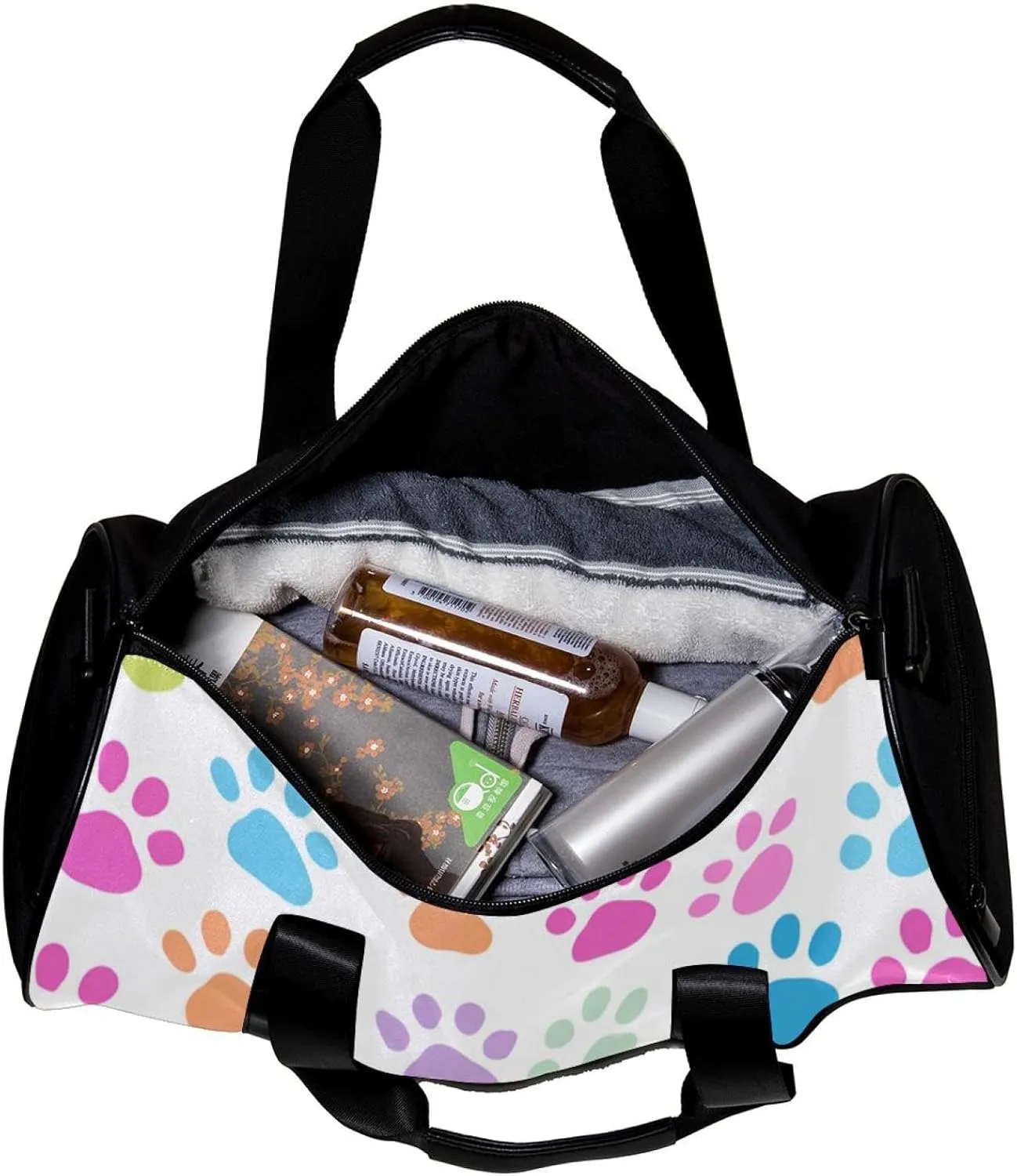 Gym Bags for Men,Travel Duffel Bags for Women,Colorful Dog Footprints Cartoon,Workout Bag