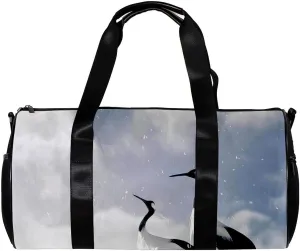 Gym Bags for Men,Travel Duffel Bags for Women,Crane Bird Blue Sky,Workout Bag
