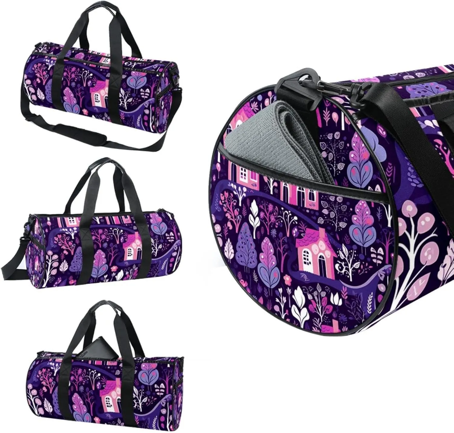 Gym Bags for Men,Travel Duffel Bags for Women,Egg Plant Tree Garden,Workout Bag