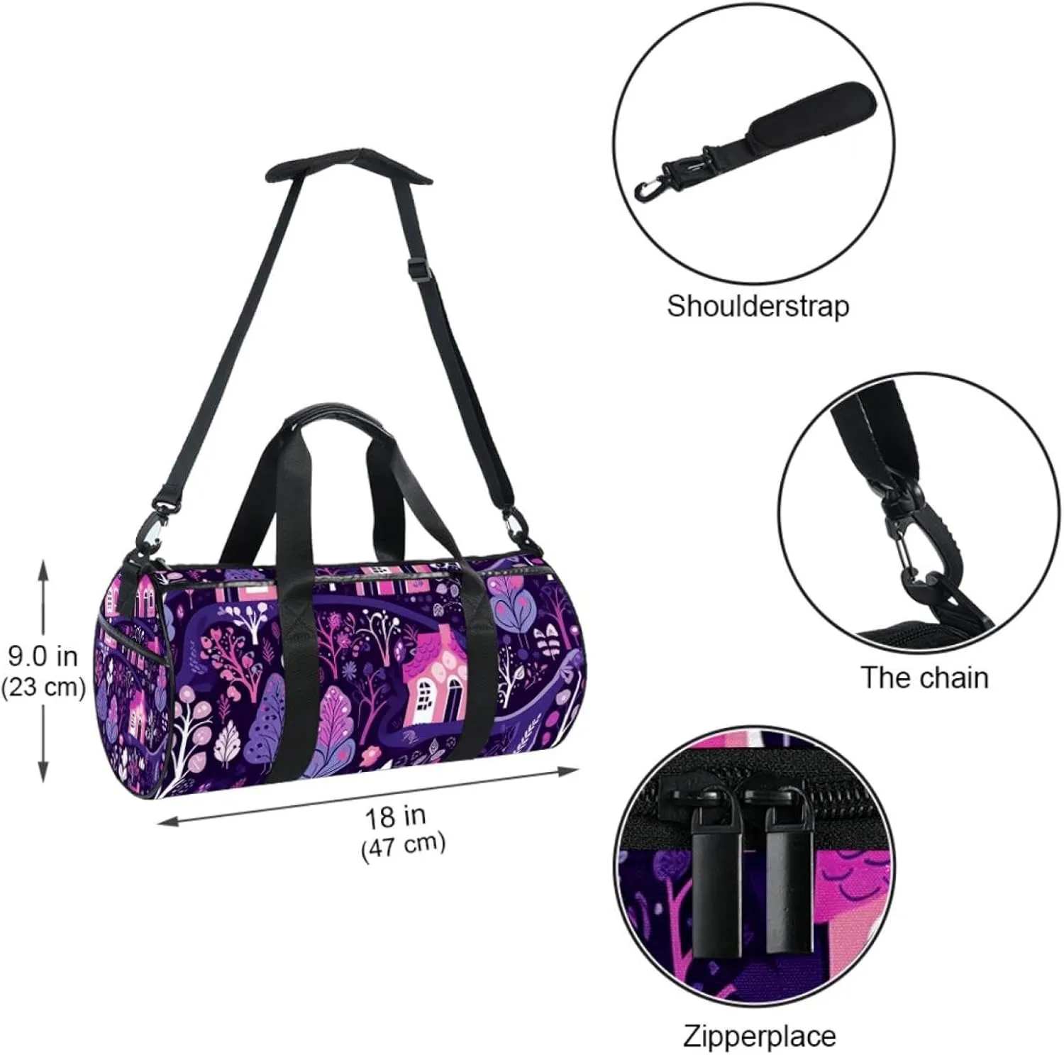 Gym Bags for Men,Travel Duffel Bags for Women,Egg Plant Tree Garden,Workout Bag