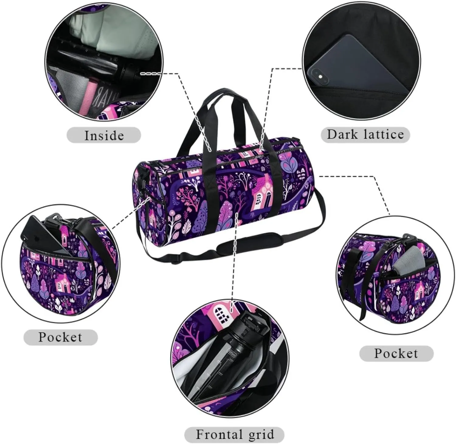 Gym Bags for Men,Travel Duffel Bags for Women,Egg Plant Tree Garden,Workout Bag