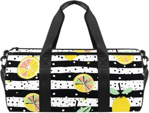 Gym Bags for Men,Travel Duffel Bags for Women,Fruit Lemon Stripes,Workout Bag