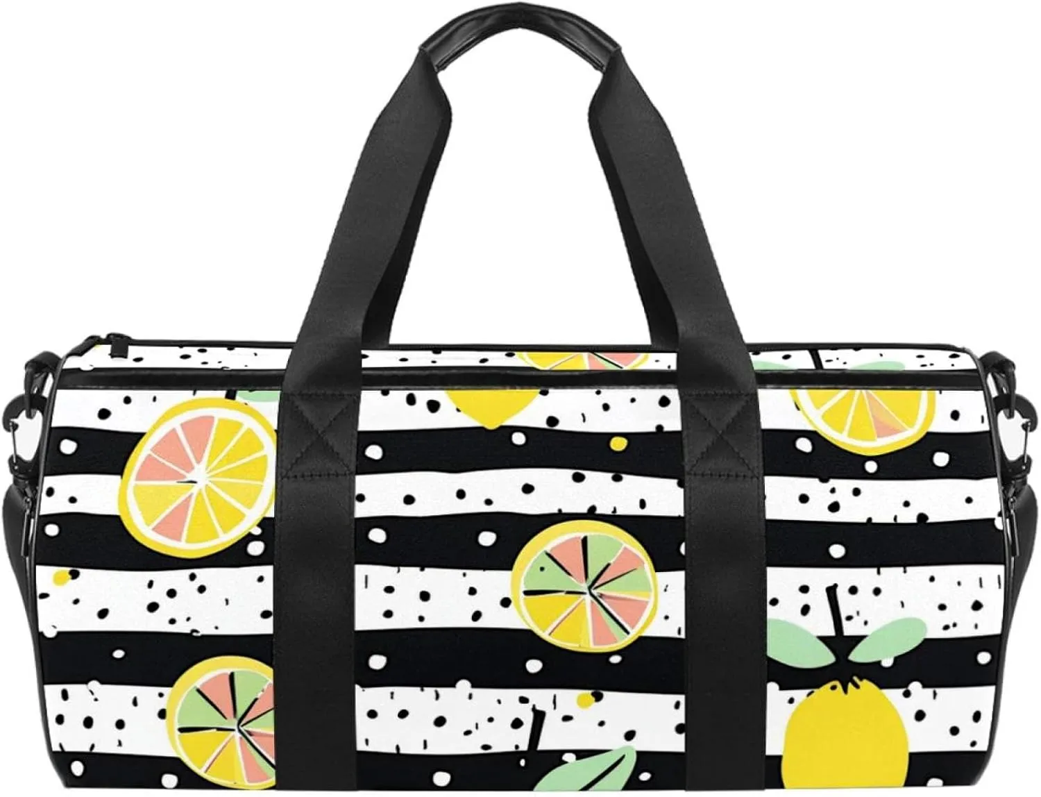 Gym Bags for Men,Travel Duffel Bags for Women,Fruit Lemon Stripes,Workout Bag