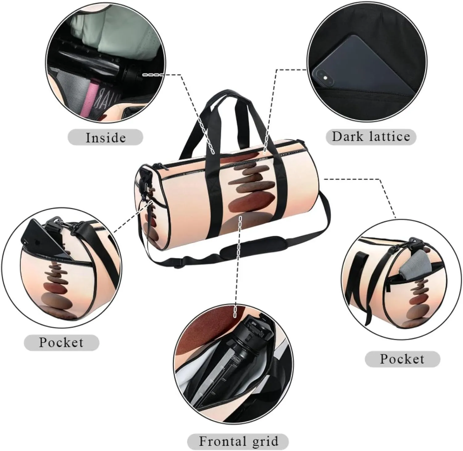 Gym Bags for Men,Travel Duffel Bags for Women,Sea Beach Stones,Workout Bag
