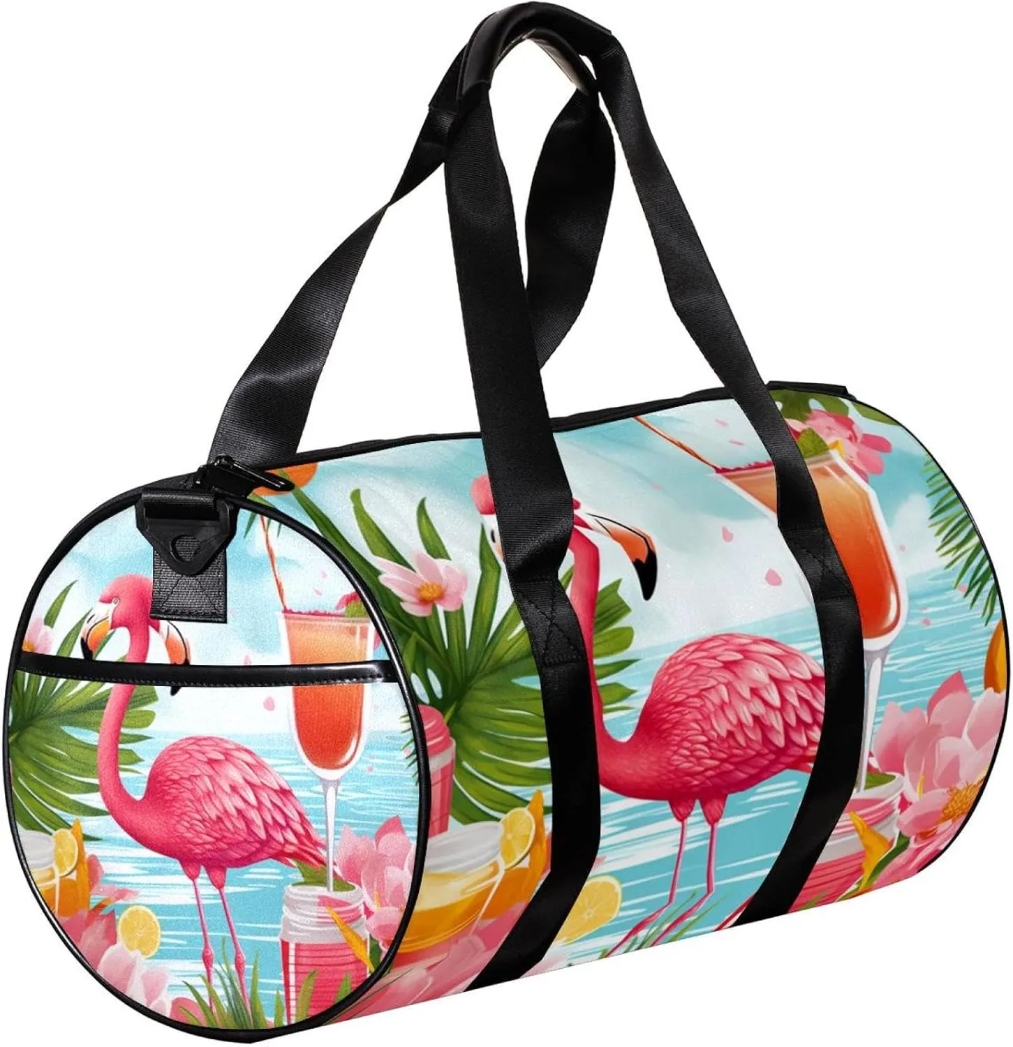 Gym Bags for Men,Travel Duffel Bags for Women,Tropical Juice Flamingo Party,Workout Bag