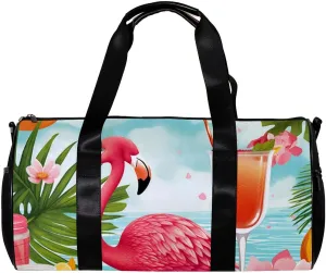 Gym Bags for Men,Travel Duffel Bags for Women,Tropical Juice Flamingo Party,Workout Bag