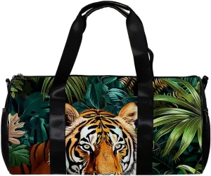 Gym Bags for Men,Travel Duffel Bags for Women,Tropical Plant Jungle Tiger,Workout Bag