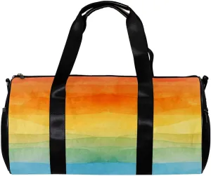 Gym Bags for Men,Travel Duffel Bags for Women,Watercolor Rainbow Style Stripes,Workout Bag