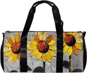 Gym Bags for Men,Travel Duffel Bags for Women,Watercolor Wall Sunflower,Workout Bag