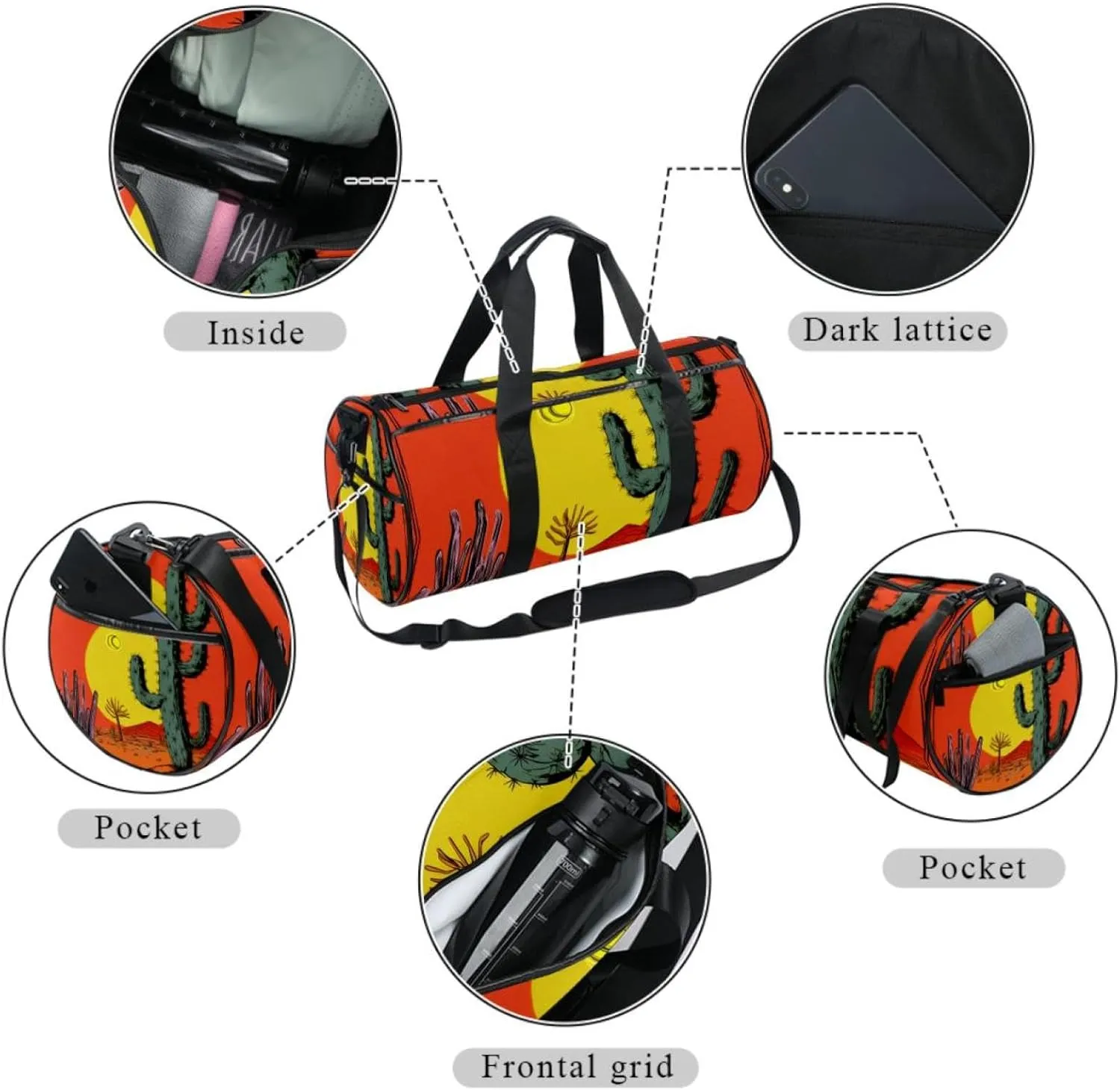 Gym Bags for Men,Travel Duffel Bags for Women,Welcome Green Desert Cactus,Workout Bag