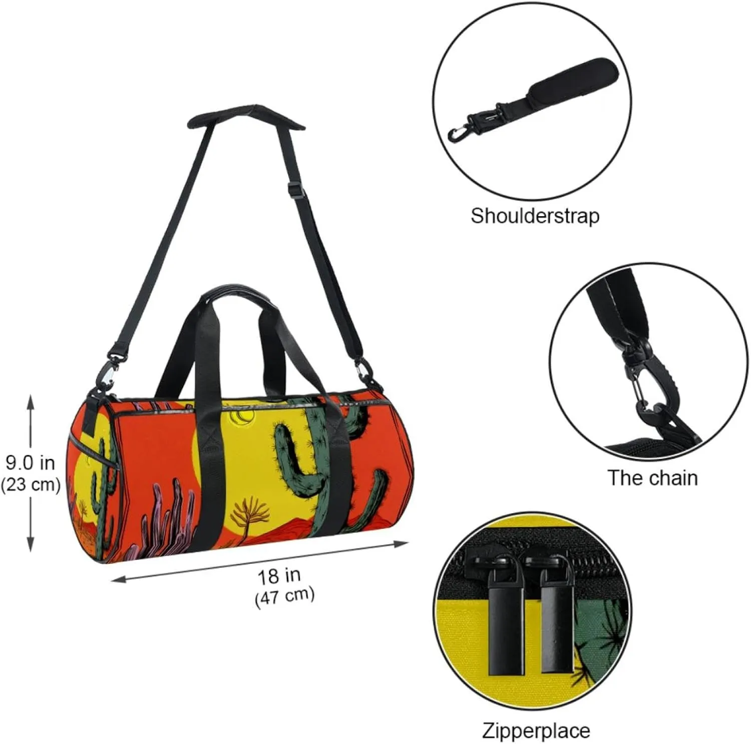 Gym Bags for Men,Travel Duffel Bags for Women,Welcome Green Desert Cactus,Workout Bag