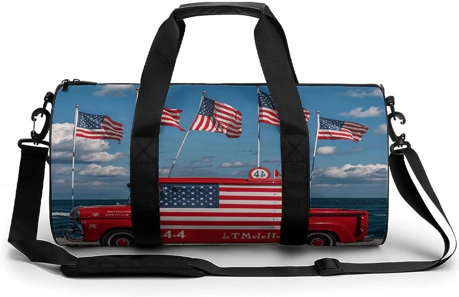 Gym Bags Small 4th Of July Patriotic Truck Duffel Bag Overnight Bag with Shoe Compartment Carryon Bag for Men Women