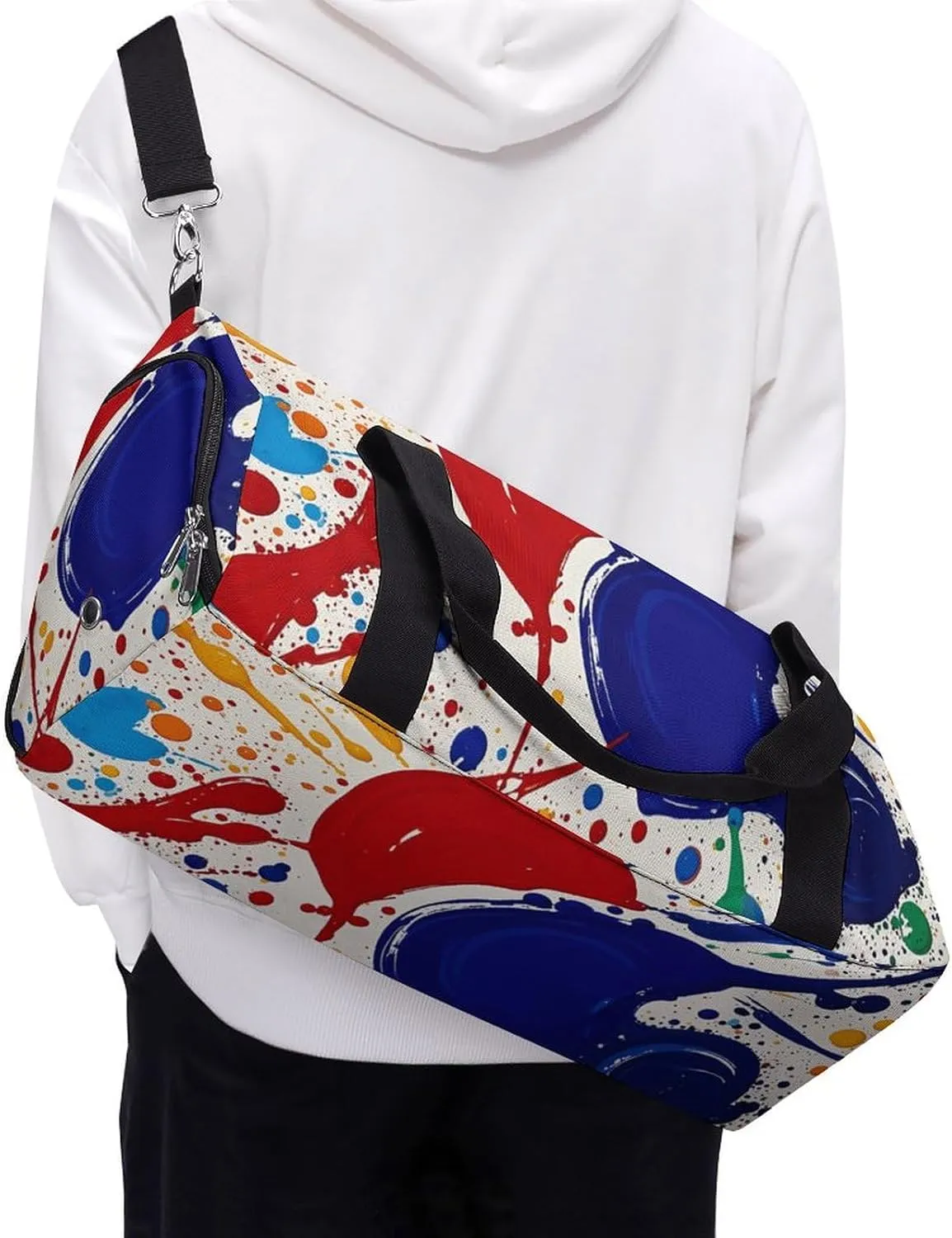 Gym Bags Small Abstract Paint Splashes Duffel Bag Overnight Bag with Shoe Compartment Carryon Bag for Men Women