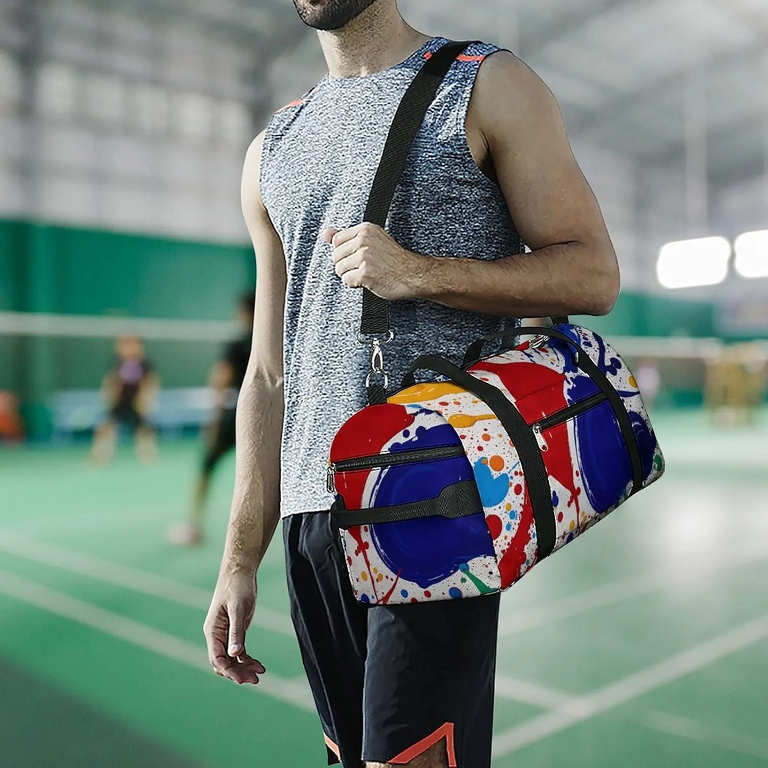 Gym Bags Small Abstract Paint Splashes Duffel Bag Overnight Bag with Shoe Compartment Carryon Bag for Men Women