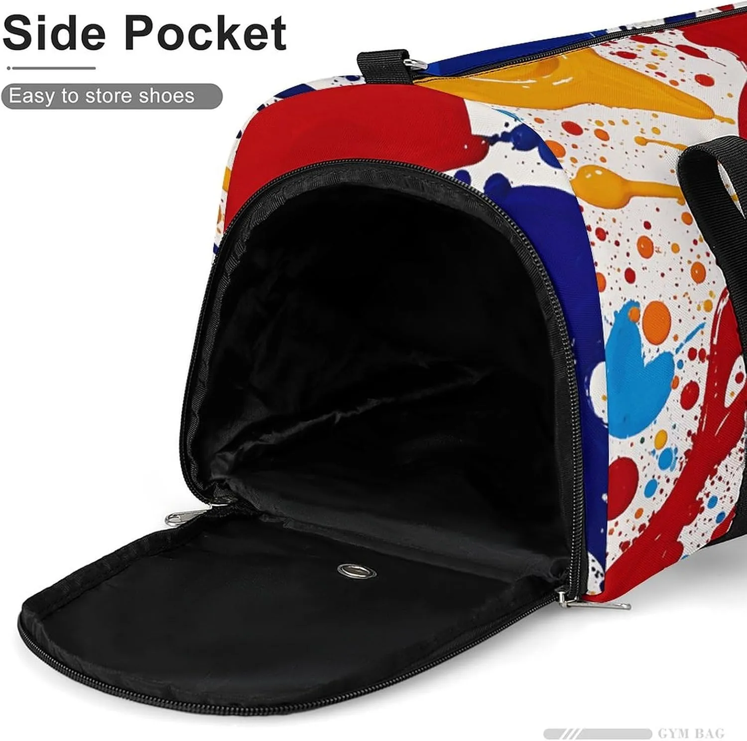 Gym Bags Small Abstract Paint Splashes Duffel Bag Overnight Bag with Shoe Compartment Carryon Bag for Men Women