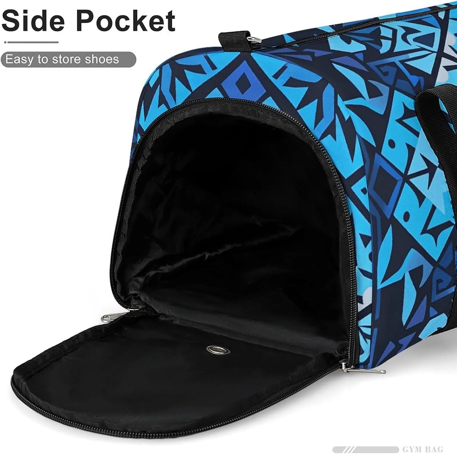 Gym Bags Small Blue Polynesian Maori Tribal Pattern Duffel Bag Overnight Bag with Shoe Compartment Carryon Bag for Men Women