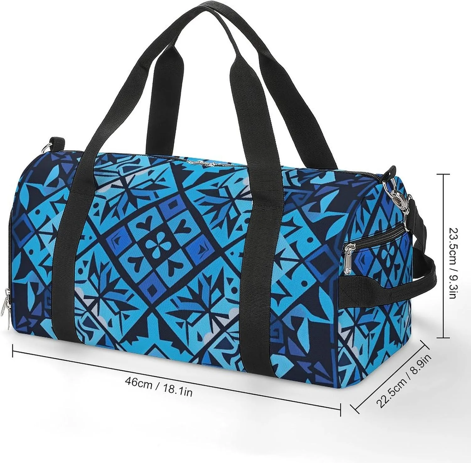Gym Bags Small Blue Polynesian Maori Tribal Pattern Duffel Bag Overnight Bag with Shoe Compartment Carryon Bag for Men Women