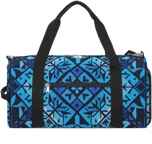 Gym Bags Small Blue Polynesian Maori Tribal Pattern Duffel Bag Overnight Bag with Shoe Compartment Carryon Bag for Men Women