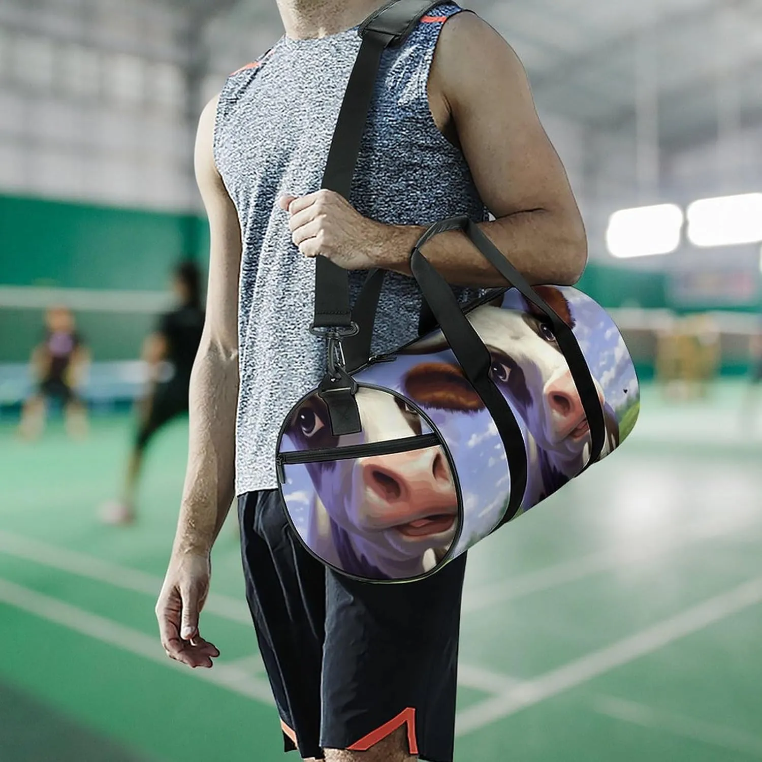 Gym Bags Small Cute Cow Duffel Bag Overnight Bag with Shoe Compartment Carryon Bag for Men Women