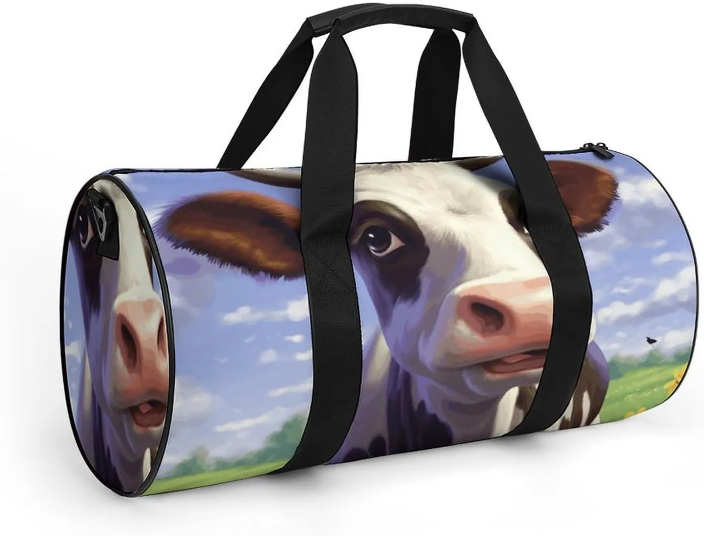 Gym Bags Small Cute Cow Duffel Bag Overnight Bag with Shoe Compartment Carryon Bag for Men Women