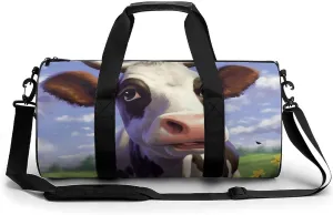 Gym Bags Small Cute Cow Duffel Bag Overnight Bag with Shoe Compartment Carryon Bag for Men Women