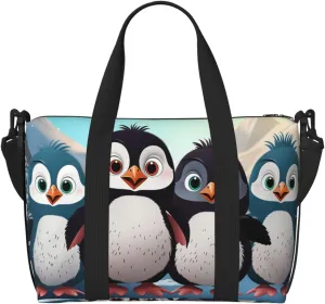 Gym Bags Small Five cute penguins Duffel Bag Overnight Bag with Shoe Compartment Carryon Bag for Men Women