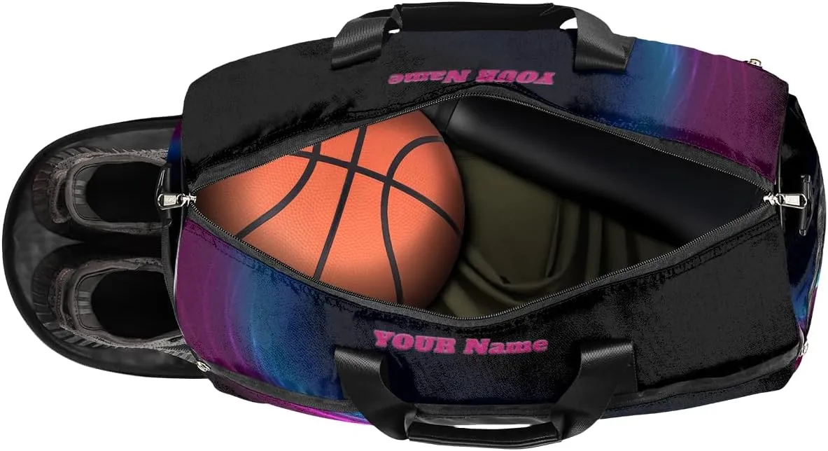 Gymnastics Dance Bag Personalized Duffel Bag Travel Weekender Overnight Bag Custom Name Team Gift Lightweight Waterproof Sport Gym Bag Collapsible Carry on Tote Bag Pink Blue