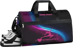 Gymnastics Dance Bag Personalized Duffel Bag Travel Weekender Overnight Bag Custom Name Team Gift Lightweight Waterproof Sport Gym Bag Collapsible Carry on Tote Bag Pink Blue