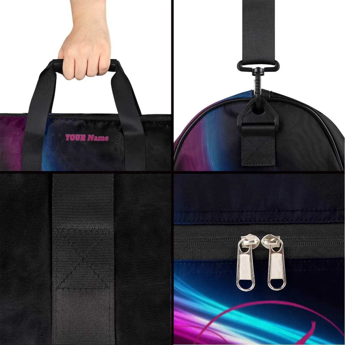 Gymnastics Dance Bag Personalized Duffel Bag Travel Weekender Overnight Bag Custom Name Team Gift Lightweight Waterproof Sport Gym Bag Collapsible Carry on Tote Bag Pink Blue