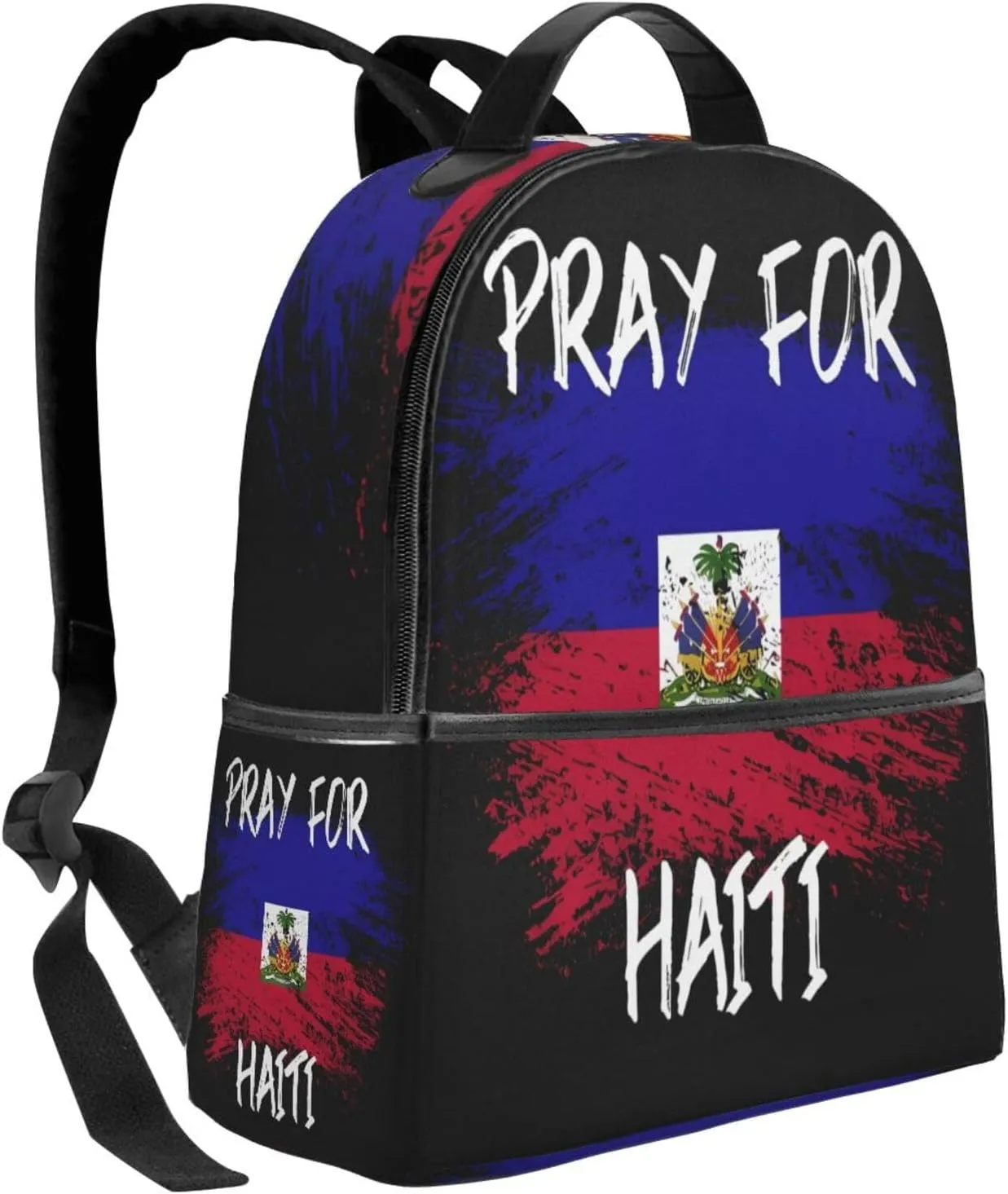 Haiti Flag Pray For Haiti Casual Backpacks Laptop Backpack Carry-on Daypack Sports Travel Rucksack Lightweight Working Bag for Outdoor Hiking Cycling Walking