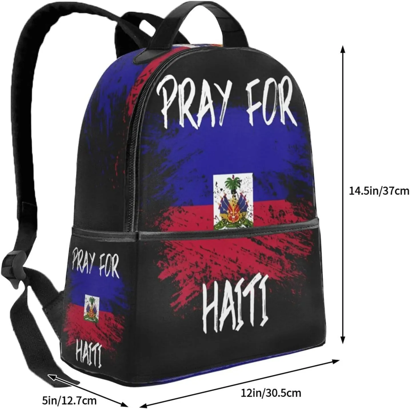 Haiti Flag Pray For Haiti Casual Backpacks Laptop Backpack Carry-on Daypack Sports Travel Rucksack Lightweight Working Bag for Outdoor Hiking Cycling Walking