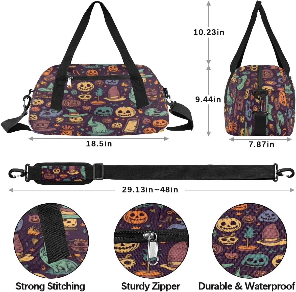 Halloween Abstract Pumpkins Gym Bag, Duffle Bag, Weekender Bag, Duffel Bag, Overnight Bag, Travel Duffel Bag, Dance Bag, Tote Bag, Beach Bag, Pool Bag, Gym Duffle Bag, Carry on Bag