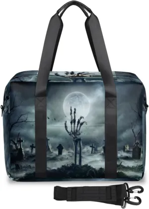 Halloween Tombstone Weekender Bag, Waterproof Travel Duffel Bags, Overnight Bags for Women, Duffel Bag with Trolley Sleeve, for Men Travel Business Gym Gift
