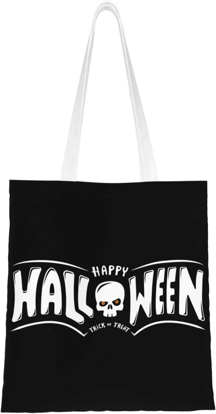 Halloween Trick or Treaters Tote Bag for Women Canvas Shopping Bags Reusable Beach Bag Grocery Bags Tote Shoulder Bag Gift Bags