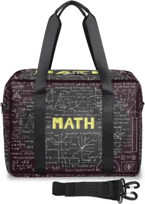 Hand Drawn Math Formulas Weekender Bag, Waterproof Travel Duffel Bags, Overnight Bags for Women, Duffel Bag with Trolley Sleeve, for Men Travel Business Gym Gift