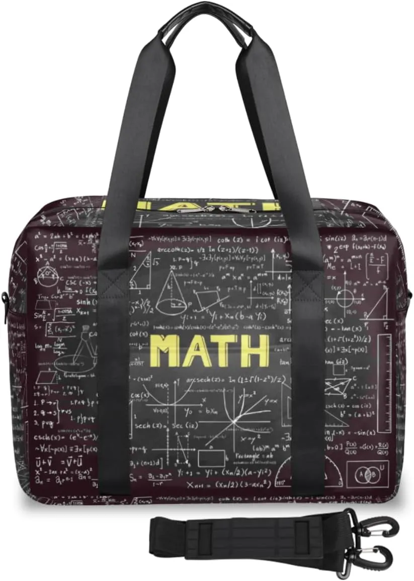 Hand Drawn Math Formulas Weekender Bag, Waterproof Travel Duffel Bags, Overnight Bags for Women, Duffel Bag with Trolley Sleeve, for Men Travel Business Gym Gift