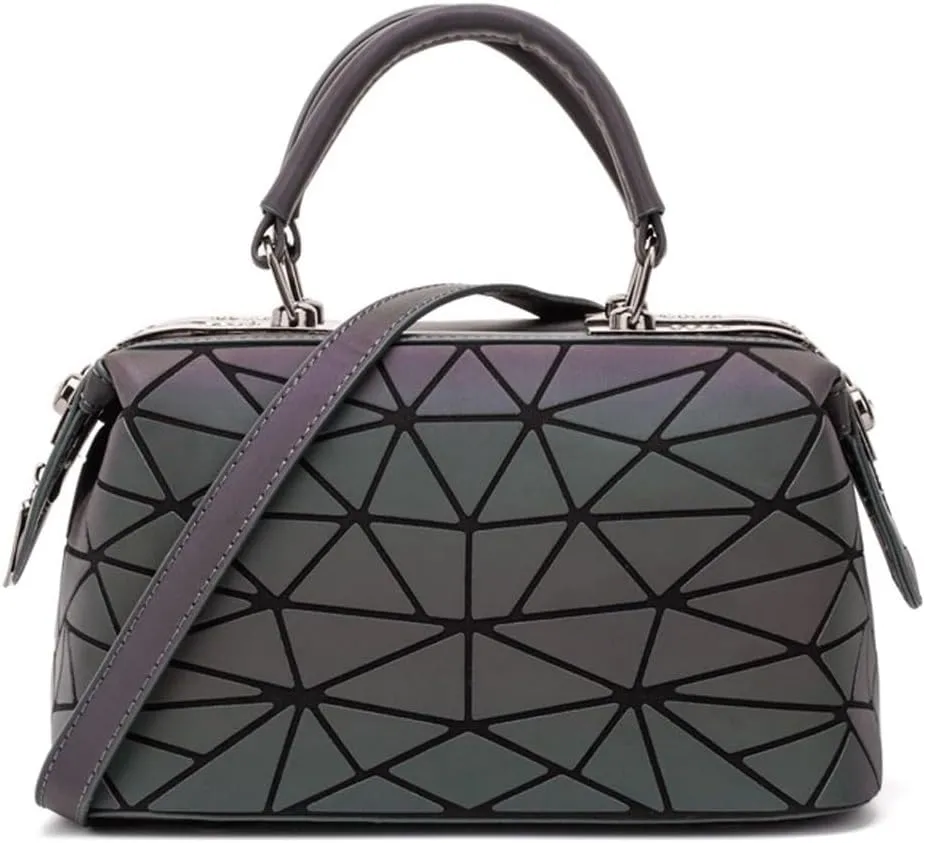 Handbags Fashion Geometric Luminous Handbag for Women Stylish Messenger Tote Clutch Bag(B)