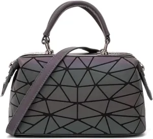 Handbags Fashion Geometric Luminous Handbag for Women Stylish Messenger Tote Clutch Bag(B)