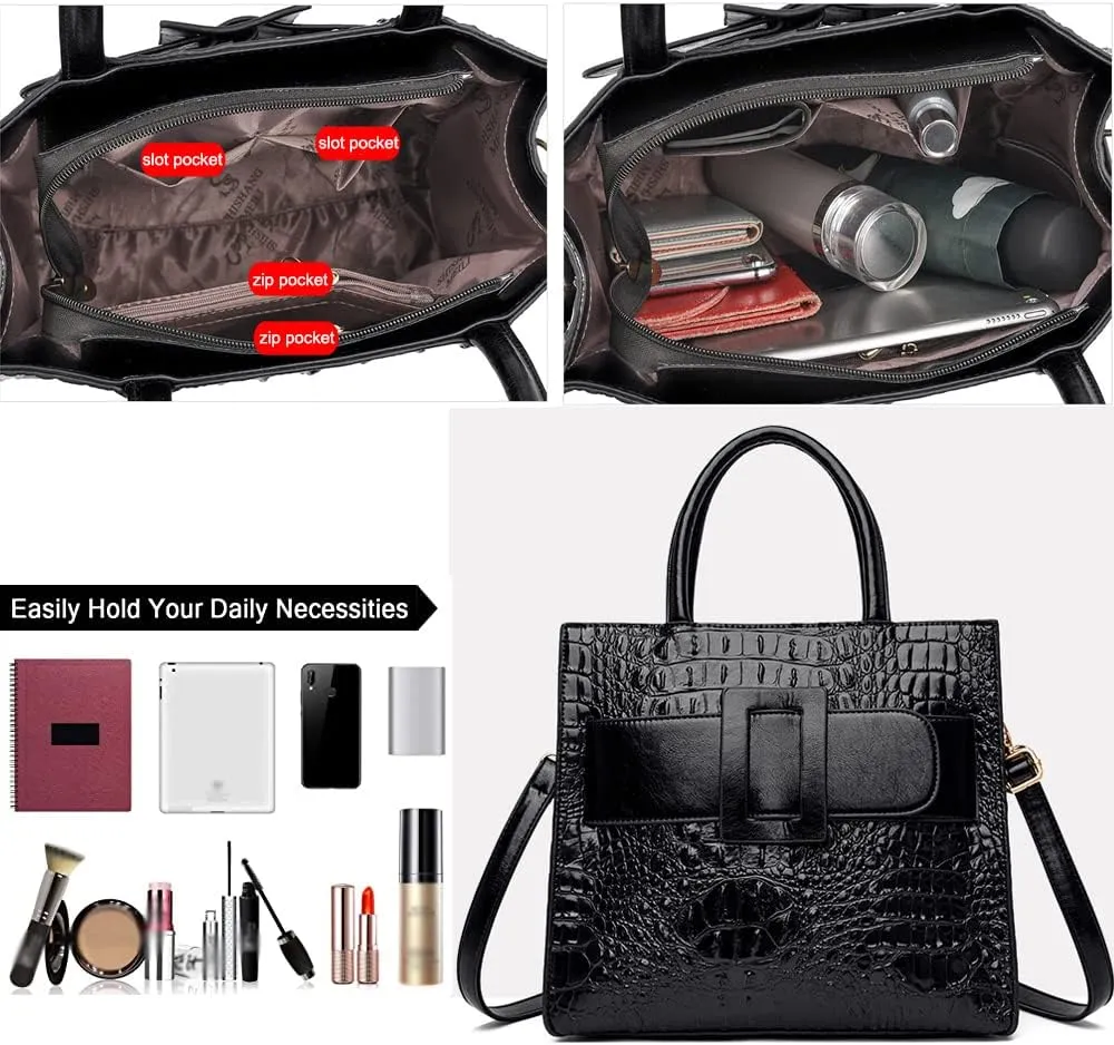 Handbags for Women Leather Top Handle Handbag Satchel Bag Medium Tote Bags Square Purse Ladies Shoulder Crossbody Bag