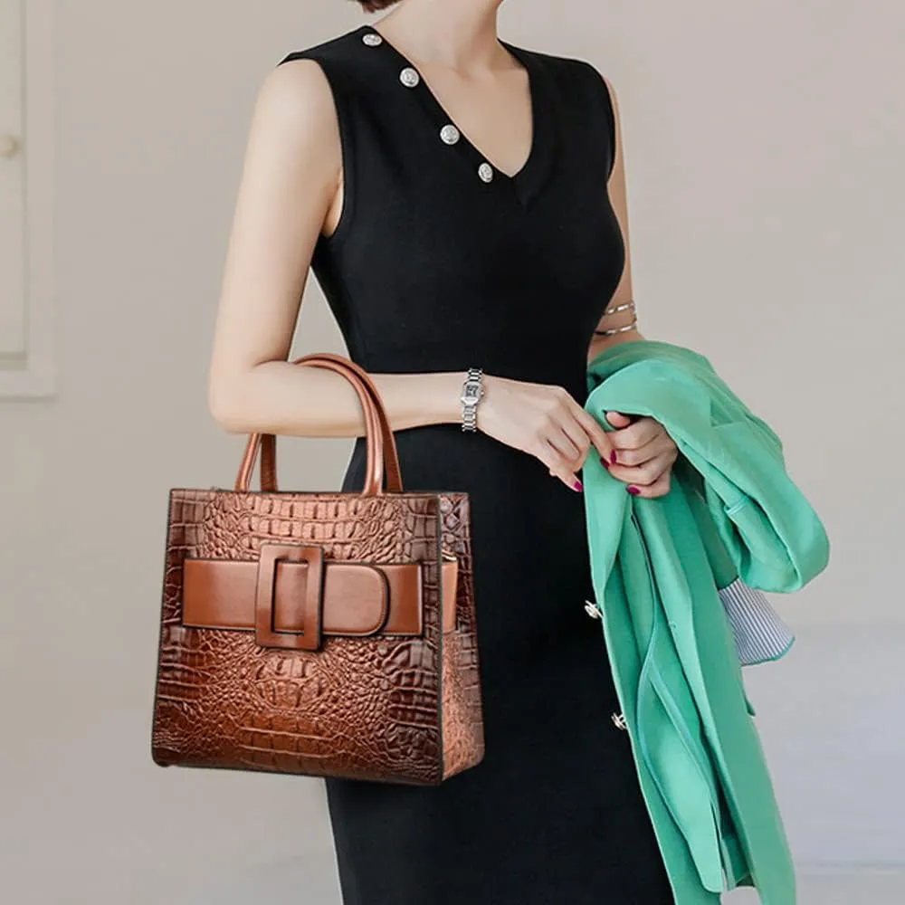 Handbags for Women Leather Top Handle Handbag Satchel Bag Medium Tote Bags Square Purse Ladies Shoulder Crossbody Bag