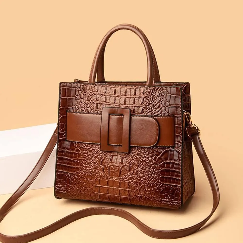Handbags for Women Leather Top Handle Handbag Satchel Bag Medium Tote Bags Square Purse Ladies Shoulder Crossbody Bag