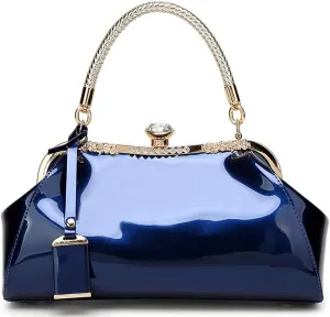 Handbags for Women Leather Top Handle Purse Crystal Buckle Satchel Bag Evening Tote Bags Shoulder Bag Wedding